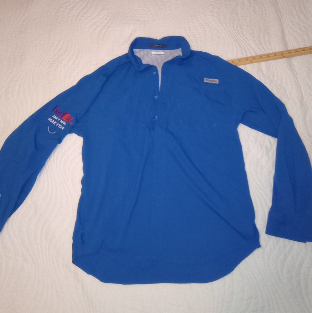 Columbia FedEx Omni shield fishing long sleeve fishing shirt size medium men's m
